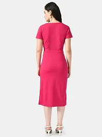 Stylish Pink Cotton Blend Solid Bodycon For Women-thumb1