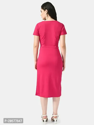 Stylish Pink Cotton Blend Solid Bodycon For Women-thumb2