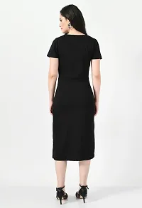 Stylish Black Cotton Blend Solid Bodycon For Women-thumb1