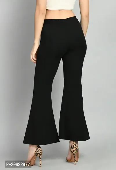 Elegant Black Polyester Solid Trousers For Women-thumb2