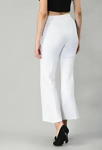 Elegant White Polyester Solid Trousers For Women-thumb1