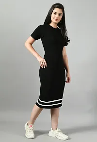 Stylish Black Cotton Blend Solid Bodycon For Women-thumb2