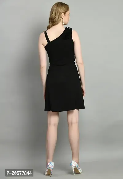 Stylish Black Polyester Solid A-line For Women-thumb2