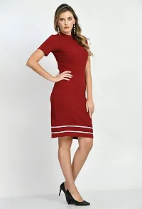 Stylish Maroon Polyester Solid Bodycon For Women-thumb2