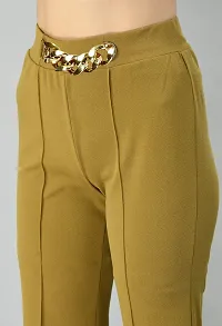 Elegant Green Polyester Solid Trousers For Women-thumb3
