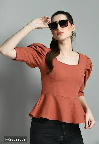 Elegant Pink Polyester Solid Top For Women-thumb0