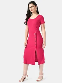 Stylish Pink Cotton Blend Solid Bodycon For Women-thumb2