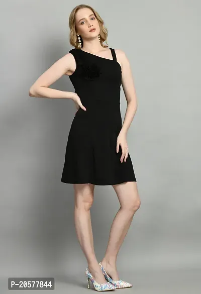 Stylish Black Polyester Solid A-line For Women-thumb0