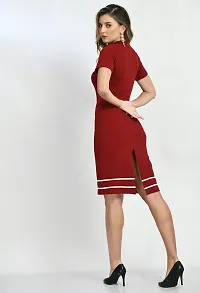 Stylish Maroon Polyester Solid Bodycon For Women-thumb1