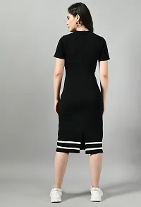 Stylish Black Cotton Blend Solid Bodycon For Women-thumb1