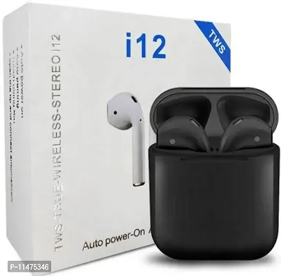TWS I12 Twins Wireless Bluetooth Earbuds with Mic Portble Charging Case EL69 Bluetooth Headset  (Black, In the Ear)-thumb0
