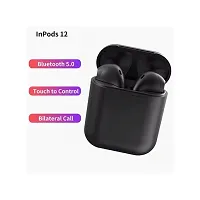TWS I12 Twins Wireless Bluetooth Earbuds with Mic Portble Charging Case EL69 Bluetooth Headset  (Black, In the Ear)-thumb1