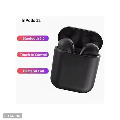 TWS I12 Twins Wireless Bluetooth Earbuds with Mic Portble Charging Case EL69 Bluetooth Headset  (Black, In the Ear)-thumb2