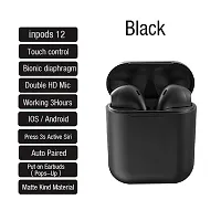 TWS I12 Twins Wireless Bluetooth Earbuds with Mic Portble Charging Case EL69 Bluetooth Headset  (Black, In the Ear)-thumb4
