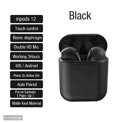 TWS I12 Twins Wireless Bluetooth Earbuds with Mic Portble Charging Case EL69 Bluetooth Headset  (Black, In the Ear)-thumb5