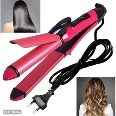 Hair Straightner for women Nhc-2009 Curler And Straightener For Hair Beauty -set Of 2 In 1 (pink)-thumb0