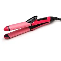 Hair Straightner for women Nhc-2009 Curler And Straightener For Hair Beauty -set Of 2 In 1 (pink)-thumb1