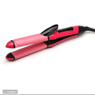 Hair Straightner for women Nhc-2009 Curler And Straightener For Hair Beauty -set Of 2 In 1 (pink)-thumb2