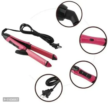 Hair Straightner for women Nhc-2009 Curler And Straightener For Hair Beauty -set Of 2 In 1 (pink)-thumb4