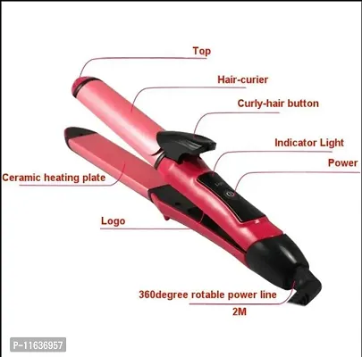 Hair Straightner for women Nhc-2009 Curler And Straightener For Hair Beauty -set Of 2 In 1 (pink)-thumb3