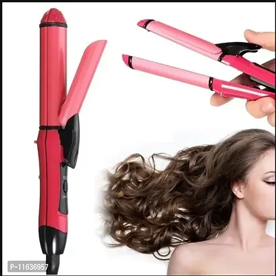 Hair Straightner for women Nhc-2009 Curler And Straightener For Hair Beauty -set Of 2 In 1 (pink)-thumb5