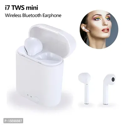 Bluetooth Earphone with Mic HEADPHONE Bluetooth Headset (White, In the Ear) Bluetooth Headset  (White, True Wireless)-thumb0