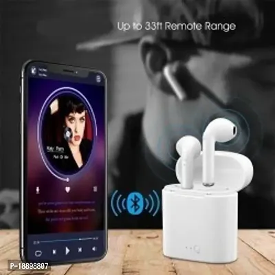 Bluetooth Earphone with Mic HEADPHONE Bluetooth Headset (White, In the Ear) Bluetooth Headset  (White, True Wireless)-thumb2