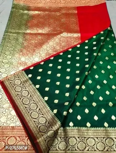 Stylish Art Silk Green Woven Design Saree with Blouse piece For Women