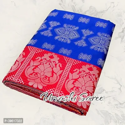 Elegant Blue Cotton Saree with Blouse piece For Women