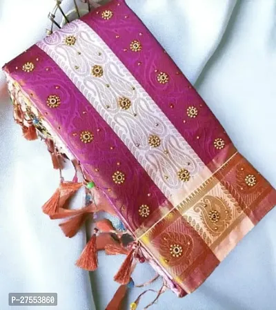 Stylish Art Silk Purple Woven Design Saree with Blouse piece For Women