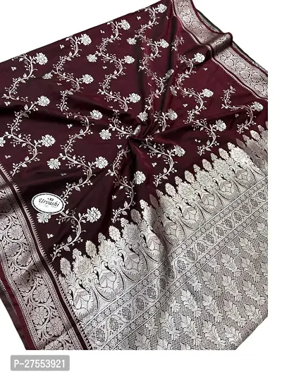 Stylish Art Silk Brown Woven Design Saree with Blouse piece For Women