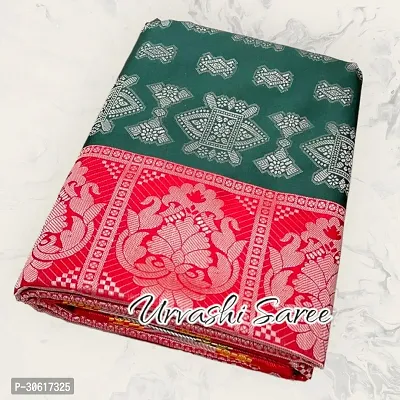 Elegant Green Cotton Saree with Blouse piece For Women