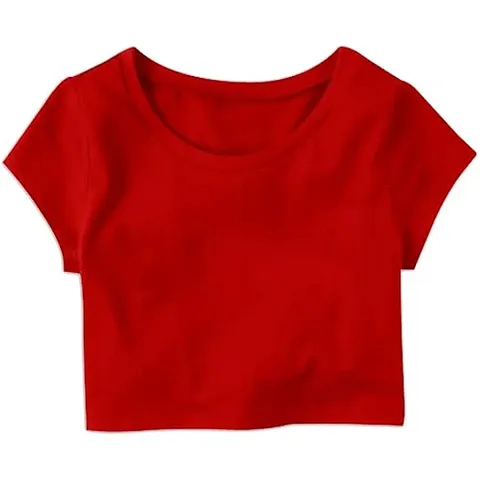 Plain Casual Half Sleeve Women's Crop Top