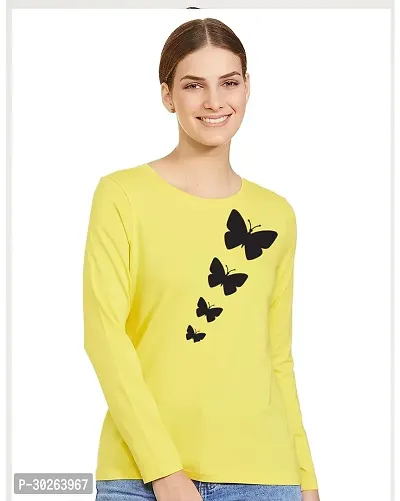 Elegant Yellow Cotton Blend Printed Top For Women-thumb0