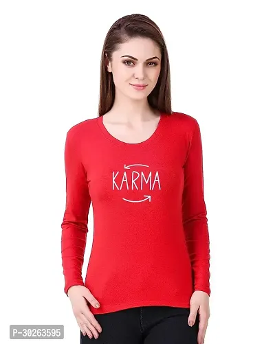 Elegant Red Cotton Blend Printed Top For Women-thumb0