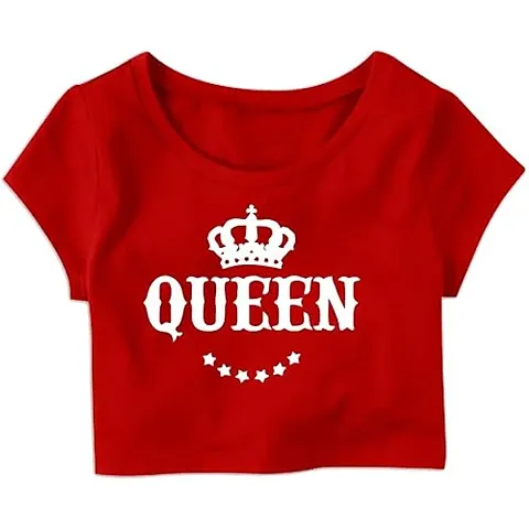 Star Queen Casual Half Sleeve Womens Crop Top