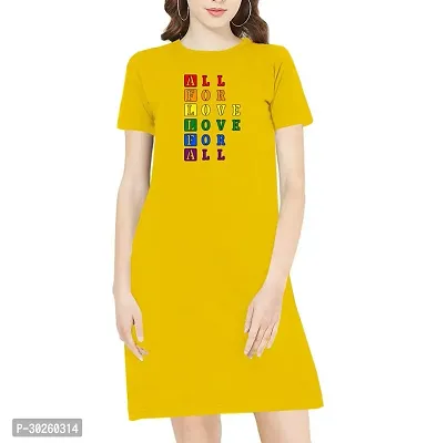 Stylish Yellow Cotton Printed A-Line Dress For Women-thumb0