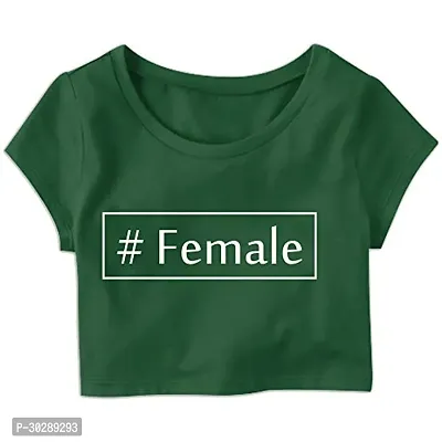 Elegant Green Cotton Blend Printed Crop Top For Women-thumb0