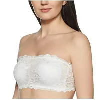 Women's Lace Tube Strapless Padded Bra (Free Size, 28B to 34B) (Free Size, Cream and White)-thumb3