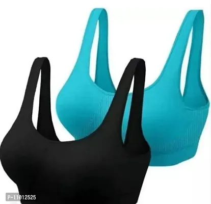 Shifa Beauty Bright Home Decor? Women?s & Girls?s Non-Padded Non-Wired Gym Yoga Work Out Sports Stretchable Muticolors Free Size (28-36) Air Bra (Pack of 2)