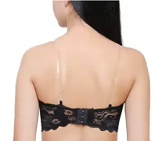 Shifa Beauty Women's Lace Tube Strapless Padded Bra (Free Size, 28B to 34B) (Free Size, Red and Black)-thumb3