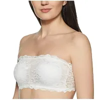 Women's Lace Tube Strapless Padded Bra (Free Size, 28B to 34B) (Free Size, Cream, Red and White)-thumb3