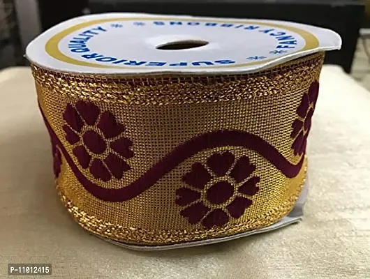 Bright Home Decor? Premium/Superior Gotta Patti Embroidery Border On Fabric for Dress/Sarees/Blouses/Suits (Width : 3 Inch, Length : 9 Meters) (Design 1)-thumb0