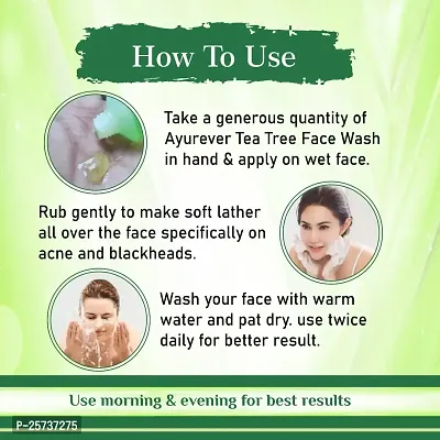 AyurEver Tea Tree Skin Clearing Face Wash (100ml)|Enriched with Aloevera and Neem | For All Type of Skin With Neem  Aloevera (Pack of 2)-thumb5