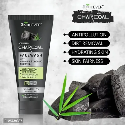 AyurEver Activated Charcoal Face Wash With Vitamin E  Organic Aloevera For Anti-Pollution | Dirt Removal | Hydrating Skin | Skin Fairness | Suitable for All Skin Type | Face Wash (100ml) Pack of 2-thumb4