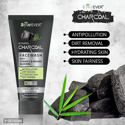 AyurEver Activated Charcoal Face Wash With Vitamin E  Organic Aloevera (100ml) For Anti-Pollution Suitable for All Skin Type | Face Wash - (Pack of 2)-thumb4