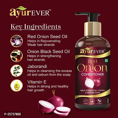 AYUREVER Red Onion Black Seed Oil - 200 ml with Onion Conditioner - 300 ml Combo Pack (Blackseed200+Conditioner)-thumb3