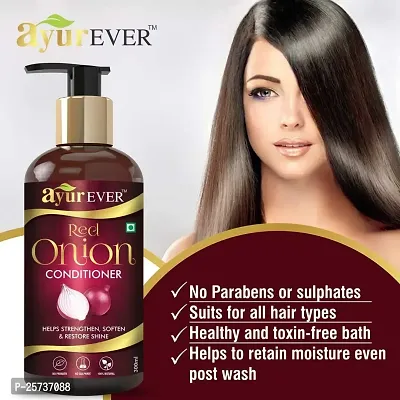 AYUREVER Red Onion Black Seed Oil - 200 ml with Onion Conditioner - 300 ml Combo Pack (Blackseed200+Conditioner)-thumb2
