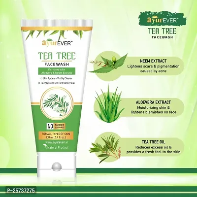 AyurEver Tea Tree Skin Clearing Face Wash (100ml)|Enriched with Aloevera and Neem | For All Type of Skin With Neem  Aloevera (Pack of 2)-thumb4