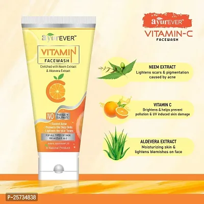 AyurEver 100% Natural Vitamin C Skin Brightening Face Wash (100ml) Pack of 3-thumb4